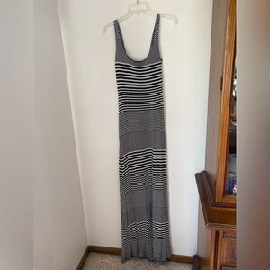 Red Haute Black White Stripe Sleeveless Long Dress Size Medium